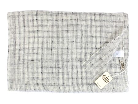 Agnona Linen Scarf Gray Check Design - Luxury Shawl FINAL SALE For Discount