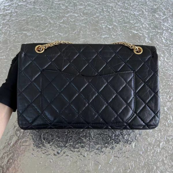 2.55 227 Large 31CM Quilted Calfskin Black Golden Hardware Series 14 For Discount