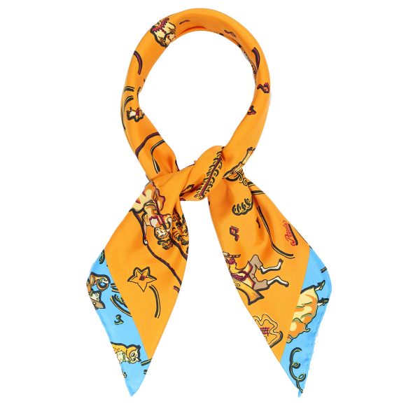 Loewe Madrid Scarf Orange Blue Design Paula s Ibiza - Large Twill Silk Square Scarf on Sale