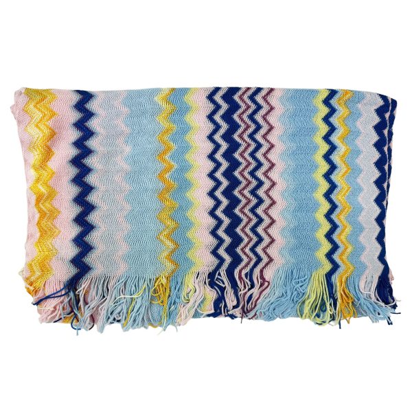 Missoni Scarf Pink Blue Yellow Chevron Design - Women Designer Shawl Fashion