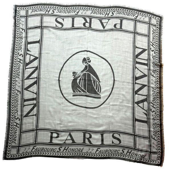 Lanvin Scarf Gray Signature Design - Extra Large 55 Inch Square Wool Silk Wrap FINAL SALE Online