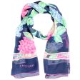 Leonard Paris Scarf Dark Blue Pink Blue Floral - Chiffon Silk Shawl Online now