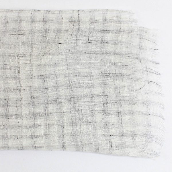 Agnona Linen Scarf Gray Check Design - Luxury Shawl FINAL SALE For Discount