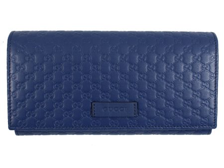 Gucci Large Leather Wallet Blue GG Design - Women Collection For Discount