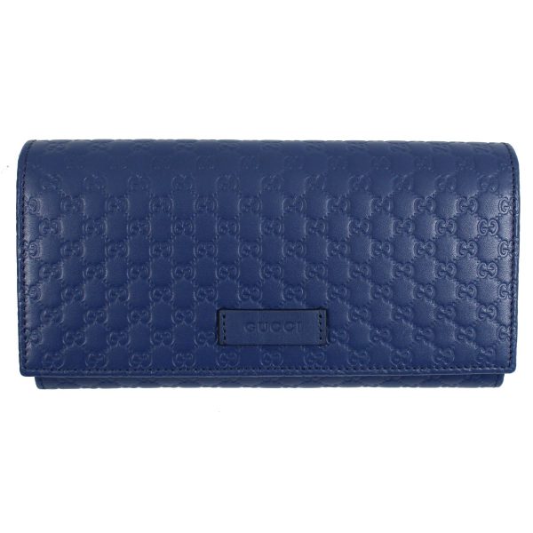 Gucci Large Leather Wallet Blue GG Design - Women Collection For Discount