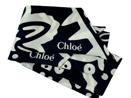 Chloé Skinny Scarf Navy Twill Silk Bandeau For Sale