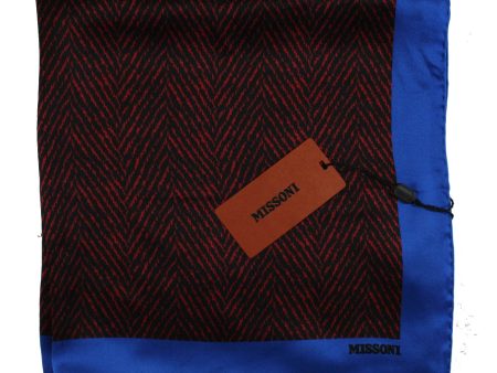 Missoni Small Silk Scarf Royal Blue Fire Red Black SALE on Sale