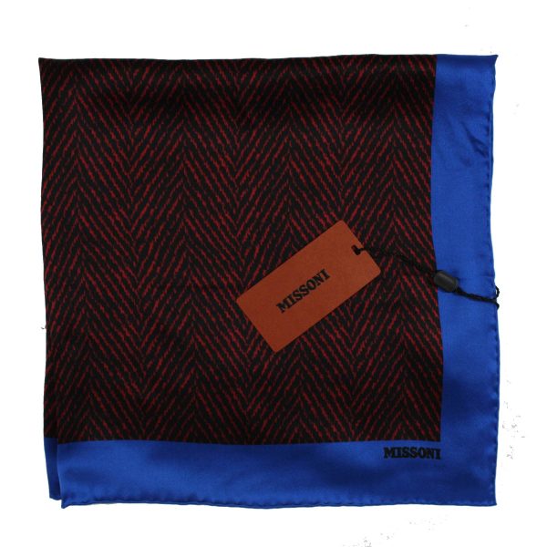 Missoni Small Silk Scarf Royal Blue Fire Red Black SALE on Sale