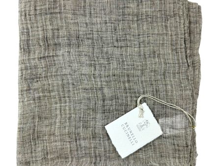 Brunello Cucinelli Linen Scarf Gray Blend - Extra Long Women Shawl Fashion