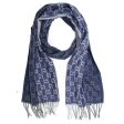 Gucci Cashmere Scarf Gray Midnight Blue GG Shawl SALE Discount