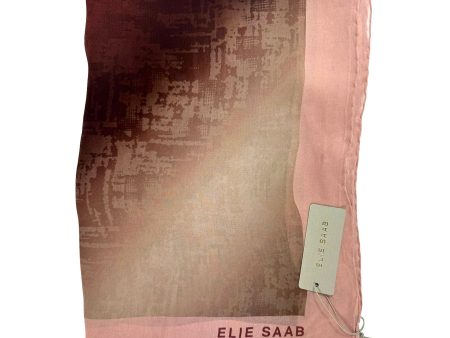 Elie Saab Scarf Taupe Pink Signature Design - Extra Large Square Chiffon Silk Shawl SALE Online now