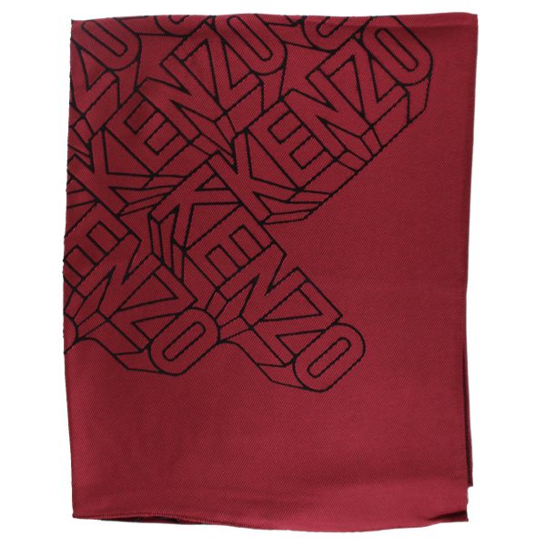 Kenzo Scarf Brick Red Logo Design - Modal Silk Shawl SALE For Cheap