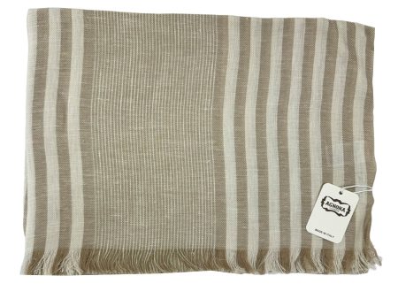 Agnona Scarf Beige Stripes - Linen Cashmere Silk Shawl FINAL SALE Sale