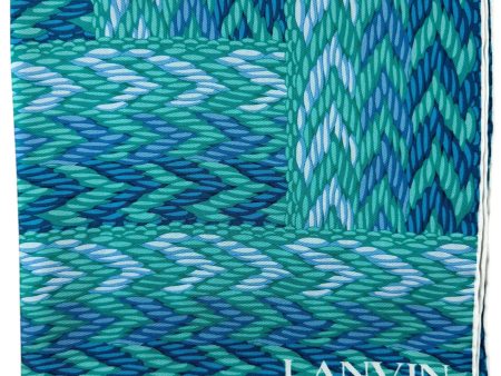 Lanvin Scarf Green Blue Herringbone Design - Twill Silk Scarf Cheap