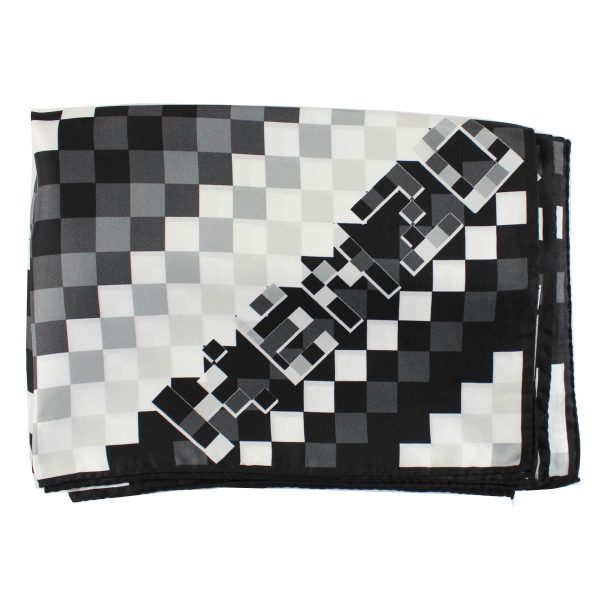 Kenzo Scarf Black White Design - Large Twill Silk Square Foulard SALE on Sale