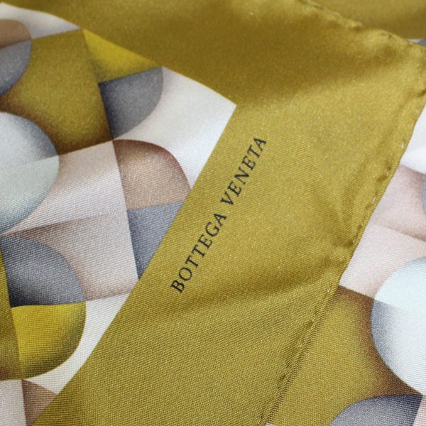 Bottega Veneta Scarf Olive Taupe Gray White Geometric - Twill Silk 36  Square Scarf SALE Online