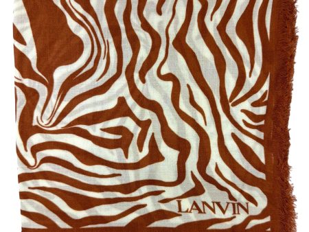 Lanvin Scarf Brown White Flowers Design - Extra Large 55 Inch Square Wrap FINAL SALE on Sale