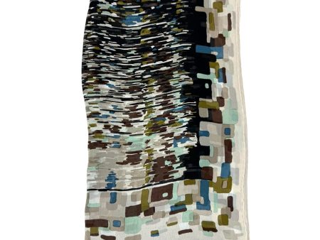 Elie Saab Scarf Gray Blue Taupe Abstract Water Colors - Chiffon Silk Shawl SALE Online Sale