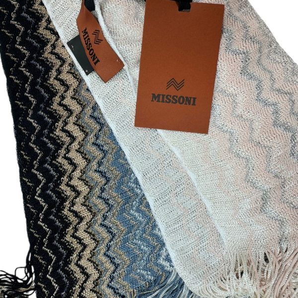 Missoni Scarf Gray Light Pink Zig Zag Pattern - Women Designer Shawl For Discount