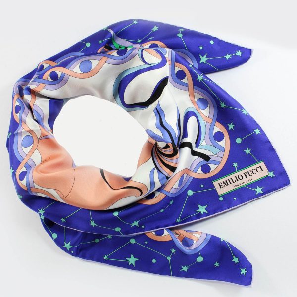 Emilio Pucci Twill Silk Scarf Purple Lilac Pink Green - Square Foulard Hot on Sale