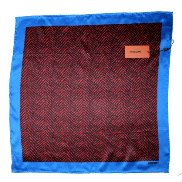 Missoni Small Silk Scarf Royal Blue Fire Red Black SALE on Sale