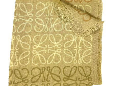 Loewe Scarf Light Olive Anagram - Wool Cashmere Silk Shawl For Cheap