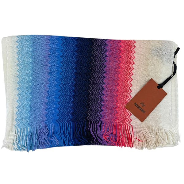 Missoni Scarf Blue Pink White Design - Women Wool Shawl Cheap