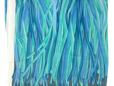 Lanvin Scarf Aqua Blue Weave & Fringe Design - Cashmere Blend Shawl Supply