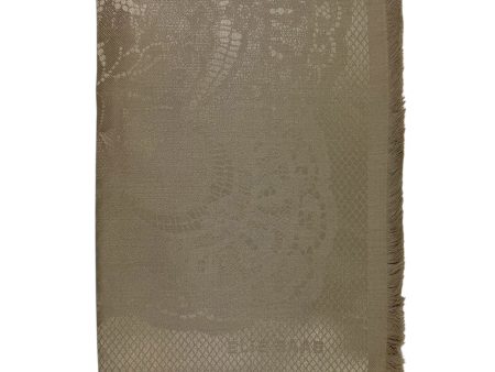 Elie Saab Scarf Taupe Tonal Design - Extra Large Wool Silk Wrap Discount