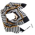 Moschino Scarf Black White Logo Design - Large Square Silk Foulard Discount