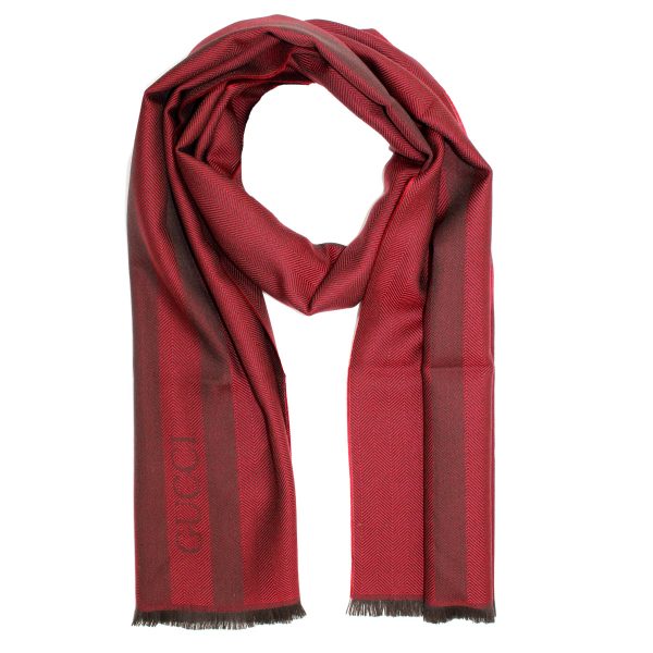 Gucci Scarf Bordeaux Signature Design - Wool Shawl SALE Discount