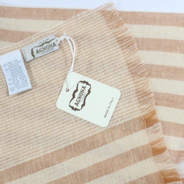 Agnona Scarf Rust Orange White Stripes - Linen Cashmere Silk Shawl DAILY DEAL - FINAL SALE Discount