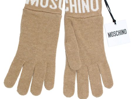 Moschino Gloves Beige Wool Cashmere Women Collection SALE Hot on Sale