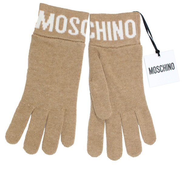 Moschino Gloves Beige Wool Cashmere Women Collection SALE Hot on Sale