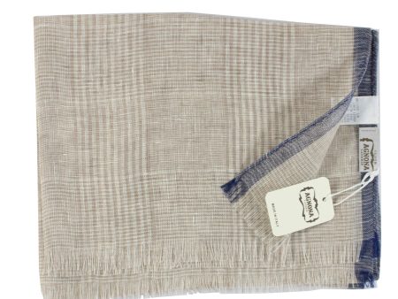 Agnona Scarf Beige Plaid Design - Luxury Linen Shawl DAILY DEAL - FINAL SALE For Discount