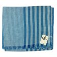 Agnona Scarf White Aqua Stripes Lightweight Linen Silk Cashmere Shawl FINAL SALE Fashion