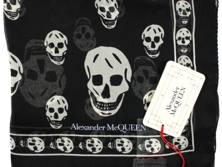 Alexander McQueen Scarf Black White Signature Skulls - Large Chiffon Silk Shawl SALE Fashion