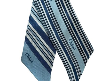 Chloé Skinny Scarf Blue Twill Silk Bandeau For Cheap