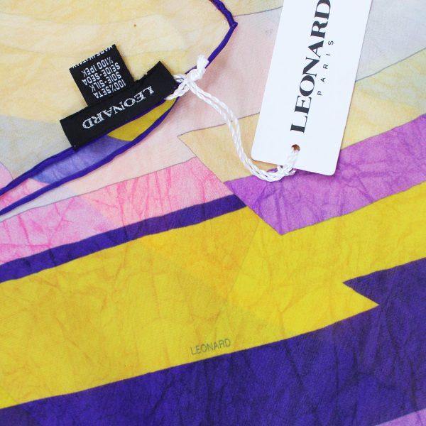 Leonard Scarf Yellow Purple Chiffon Silk Shawl FINAL SALE For Discount