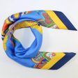 E. Marinella Scarf Navy Blue Yellow Fan & Tassel - Large Silk Square Foulard Cheap