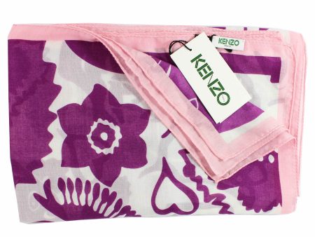 Kenzo Scarf Magenta Pink Signature - Extra Large Square Modal Wool Wrap SALE For Sale