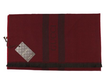 Gucci Scarf Bordeaux Signature Design - Wool Shawl SALE Discount