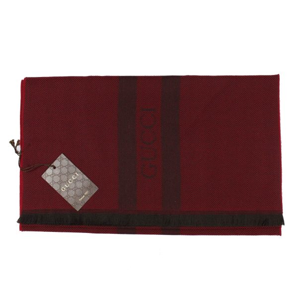 Gucci Scarf Bordeaux Signature Design - Wool Shawl SALE Discount