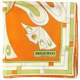 Emilio Pucci Scarf White Orange Olive Butterfly - Twill Silk Square Foulard Hot on Sale