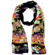 Leonard Paris Scarf Black Yellow Orange Floral - Chiffon Silk Shawl SALE Online Hot Sale