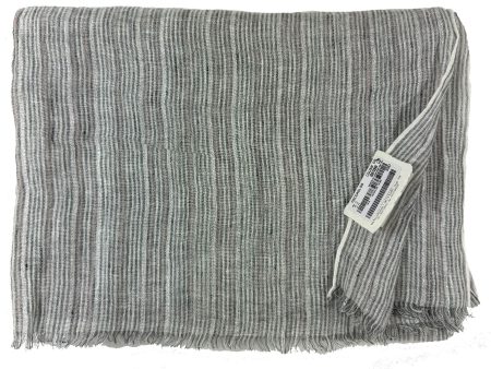 Brunello Cucinelli Linen Scarf Stripes Design - Extra Long Women Shawl FINAL SALE Fashion