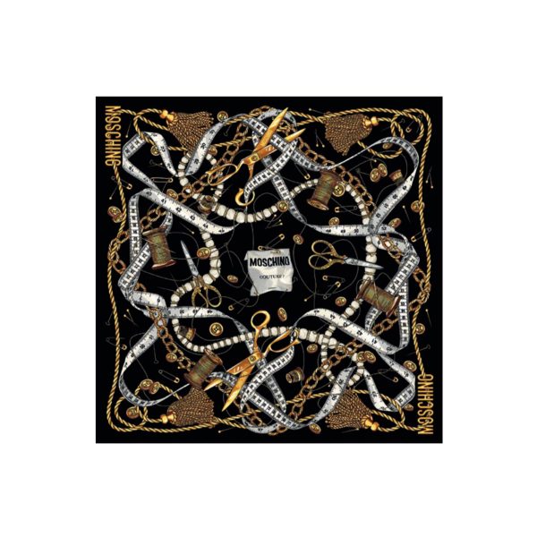 Moschino Scarf Couture Design - Large Square Silk Foulard SALE For Sale