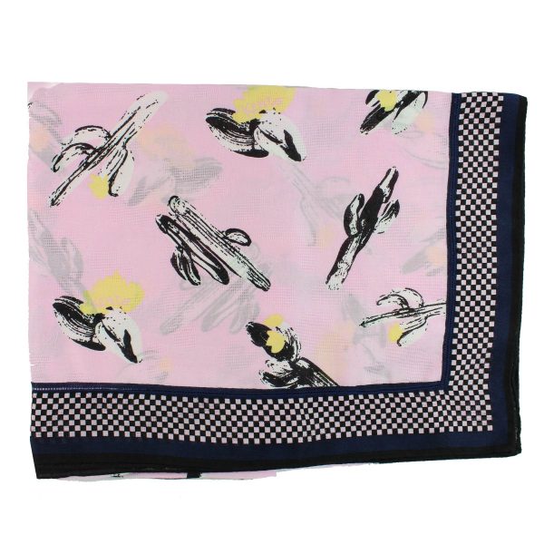 Kenzo Scarf Pink Cactus Design - Extra Large Cotton Wrap CYBER MONDAY SALE Online Sale