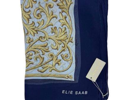 Elie Saab Scarf Scarf Silk Royal Blue Ornamental For Discount