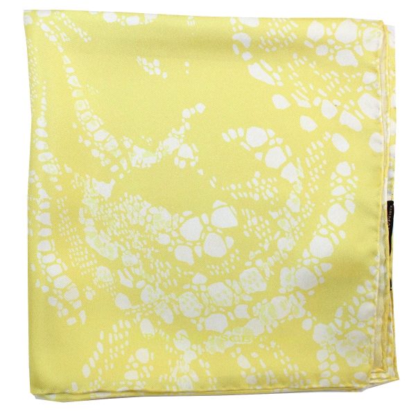 Ermanno Scervino Scarf Yellow White - Large Twill Silk Scarf FINAL SALE Online now